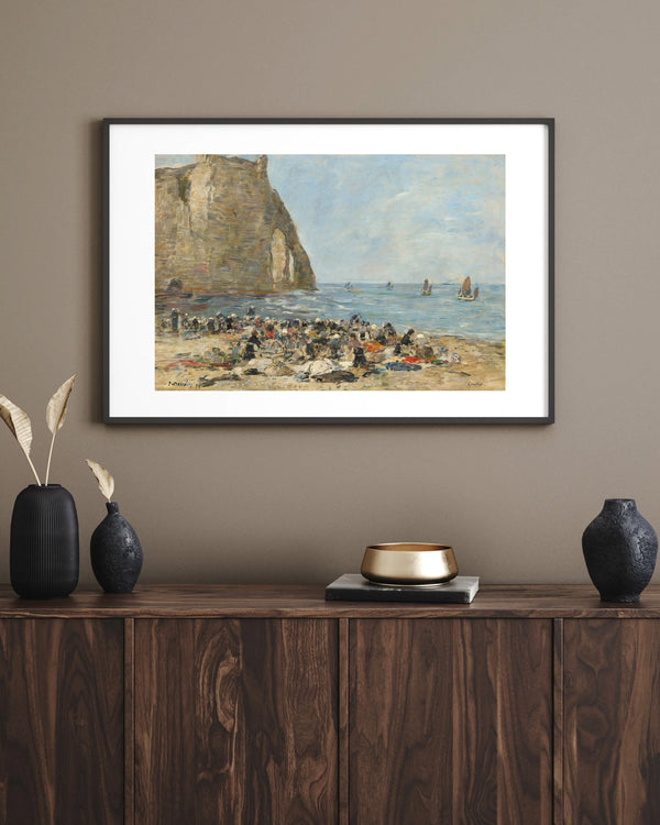 Eugène Boudin - Etretat Sahilinde Çamaşır Yıkayan Kadınlar Çerçeve