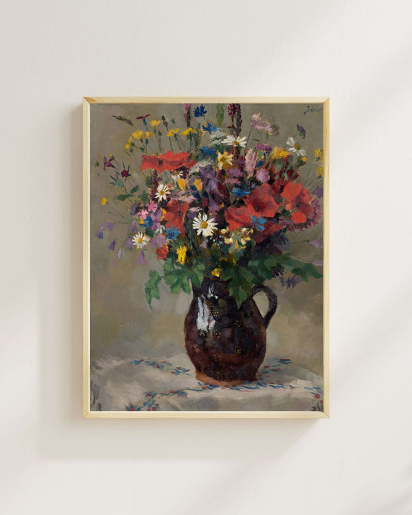 Ferdinand Matthias Zerlacher - Sürahide Kır Çiçekleri Fine Art Baskı