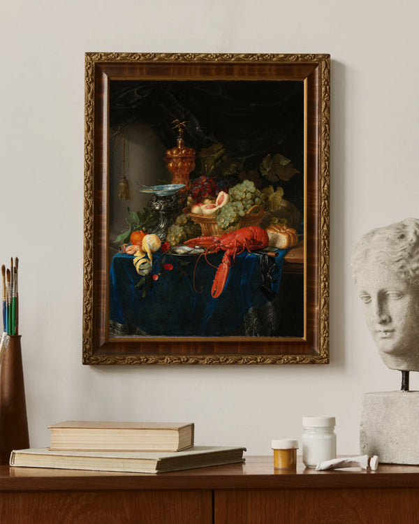 Floris Claesz. van Dijck - Altın Kadehli Natürmort Çerçeve