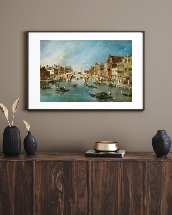 Francesco Guardi - Venedik Cannaregio Kanalı Manzarası Çerçeve