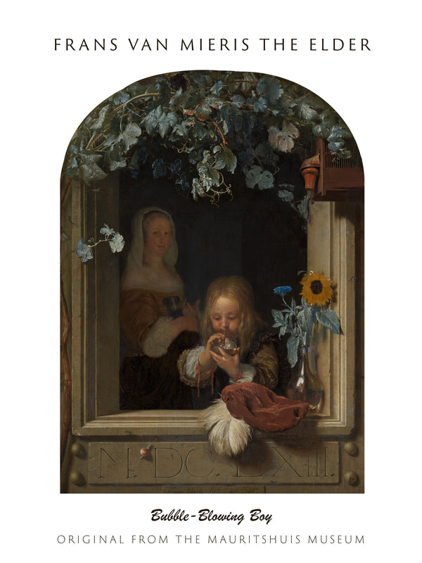 Frans van Mieris the Elder-Sabun Köpüğü Üfleyen Çocuk fineart baskı