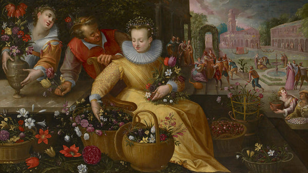 Frederik I. van Valckenborch - Çiçek Pazarı Bahar tablo