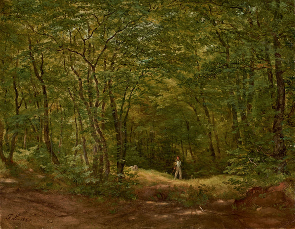 Friedrich Loos - Orman Manzarasında Gezginler Fine Art Baskı