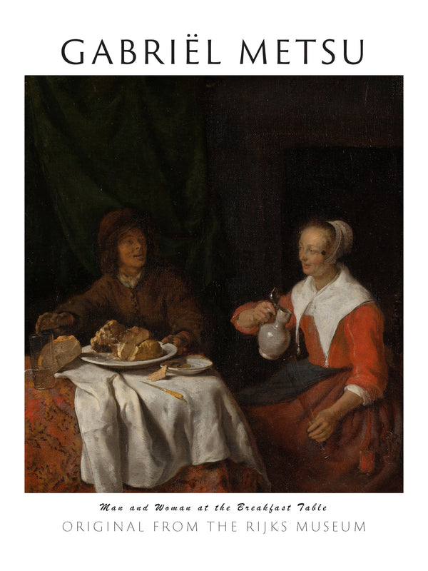 Gabriël Metsu-Kahvaltı Masasında Adam ve Kadın fineart baskı