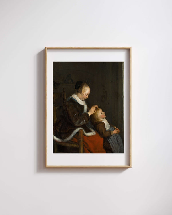 Gerard ter Borch - Anne Çocuğunun Saçını Tarıyor