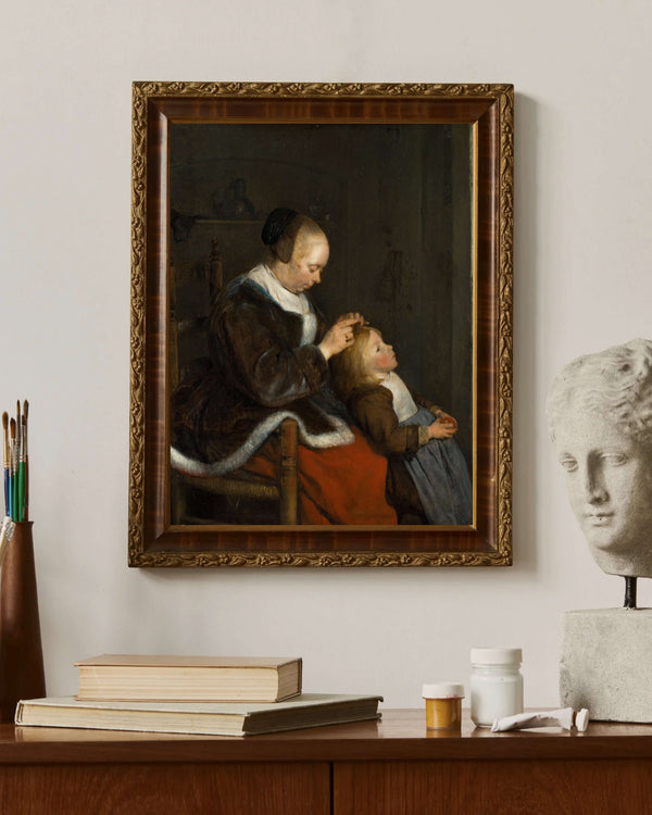 Gerard ter Borch - Anne Çocuğunun Saçını Tarıyor