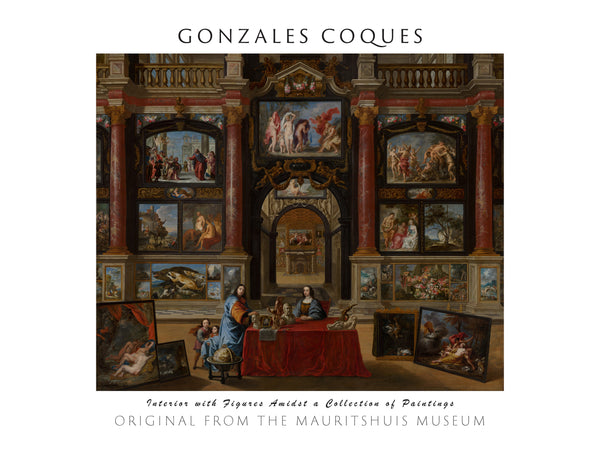 Gonzales Coques-İç Mekânda Resim Koleksiyonları Arasında Figürlerle fine art baskı