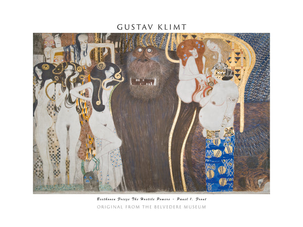 Gustav Klimt-Beethoven Frizi: Düşman Güçler – Panel 1, Ön Duvar fine art baskı