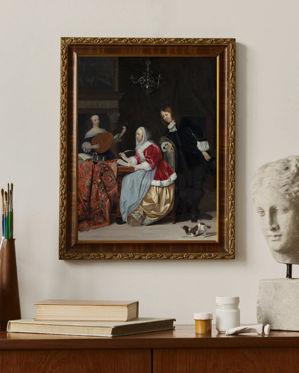 Gabriel Metsu - Bir Müzik Parçası Besteleyen Genç Kadın çerçeve