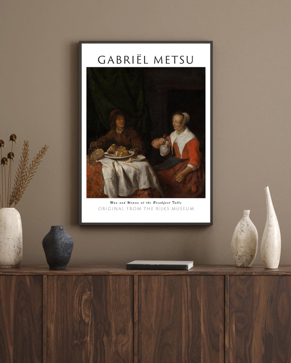 Gabriël Metsu-Kahvaltı Masasında Adam ve Kadın çerçeve