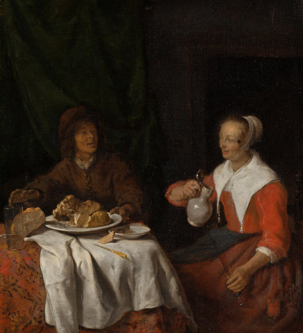 Gabriël Metsu-Kahvaltı Masasında Adam ve Kadın tablo