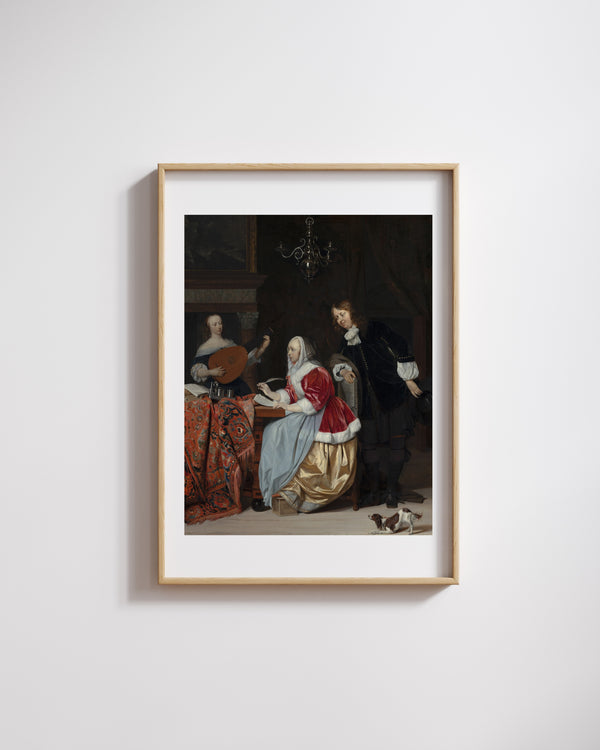 Gabriel Metsu - Bir Müzik Parçası Besteleyen Genç Kadın fine art baskı