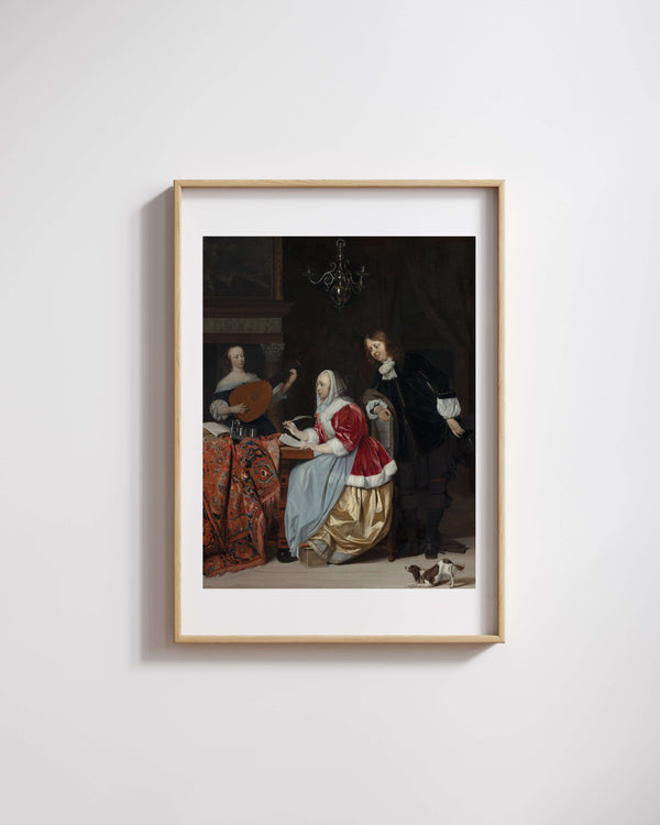 Gabriel Metsu - Bir Müzik Parçası Besteleyen Genç Kadın fine art baskı