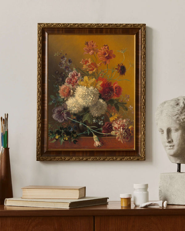 Georgius Jacobus Johannes van Os - Çiçeklerle Natürmort Çerçeve