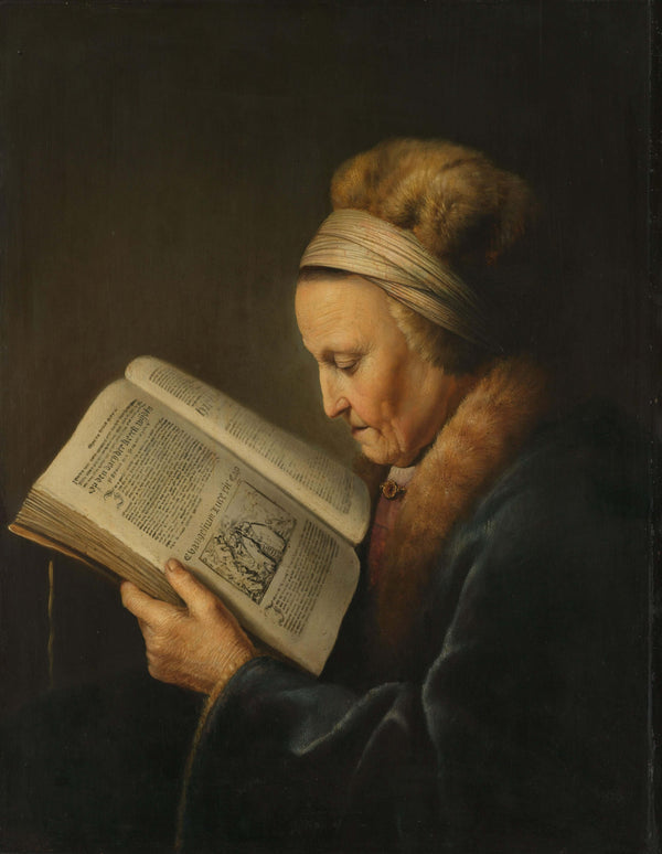 Gerard Dou-Kitap Okuyan Yaşlı Kadın tablo