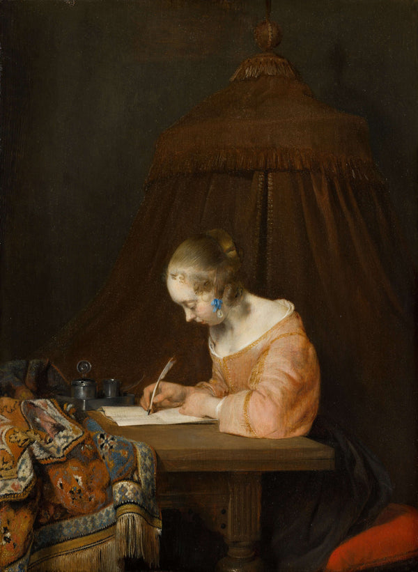 Gerard ter Borch - Mektup Yazarken Kadın tablo