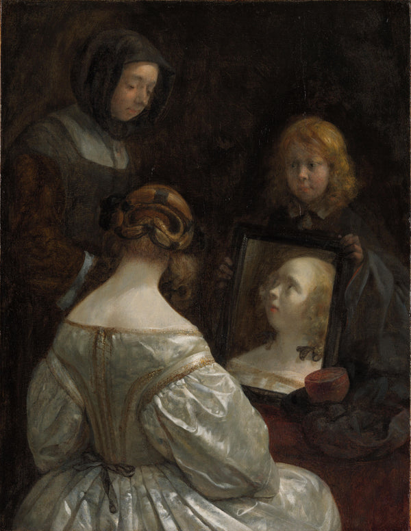 Gerard ter Borch (II)-Ayna Karşısındaki Kadın tablo