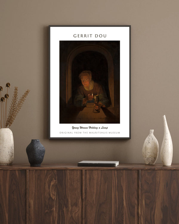 Gerrit Dou - Lambayı Tutan Genç Kadın çerçeve
