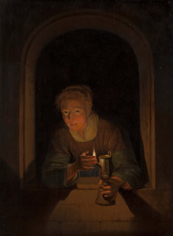 Gerrit Dou - Lambayı Tutan Genç Kadın tablo