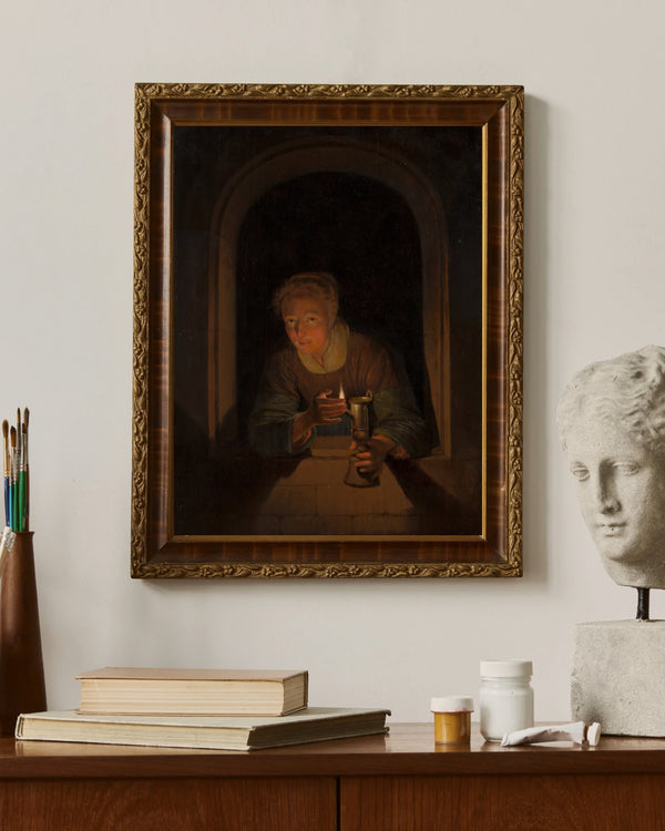 Gerrit Dou - Lambayı Tutan Genç Kadın çerçeve