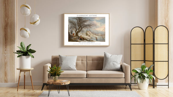 Gijsbrecht Leytens-Odun Toplayanlarla Kış Manzarası çerçeve