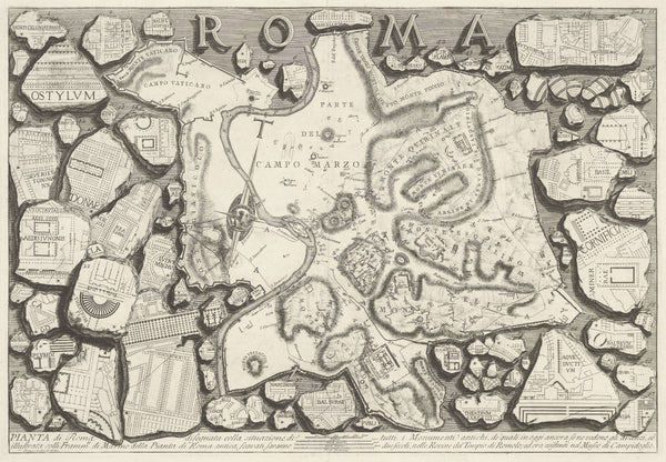 Giovanni Battista Piranesi - Roma Haritası Fine Art Baskı