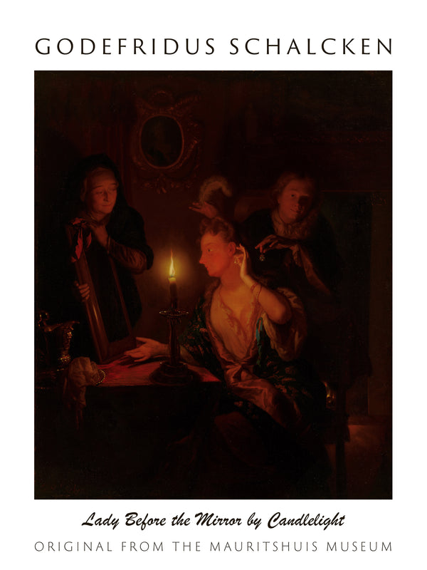 Godefridus Schalcken-Mum Işığında Ayna Karşısındaki Hanımefendi fine art baskı