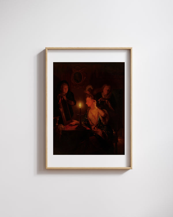 Godefridus Schalcken - Mum Işığında Ayna Karşısındaki Hanımefendi fine art baskı