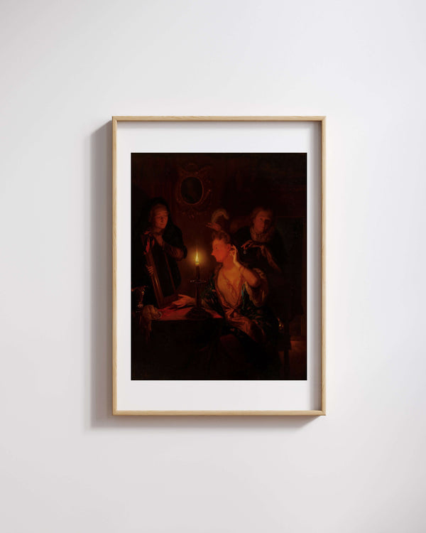 Godefridus Schalcken - Mum Işığında Ayna Karşısındaki Hanımefendi fine art baskı