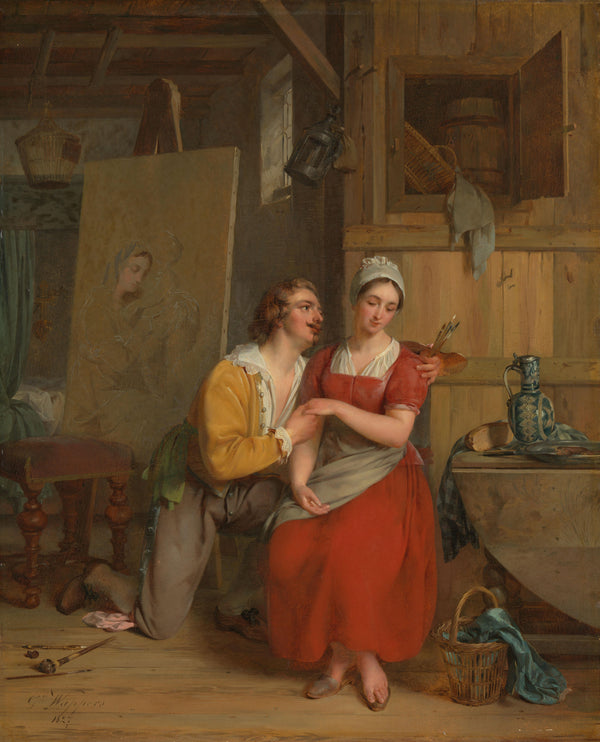 Gustave Wappers-Anthony van Dyck Modeline Kur Yaparken tablo