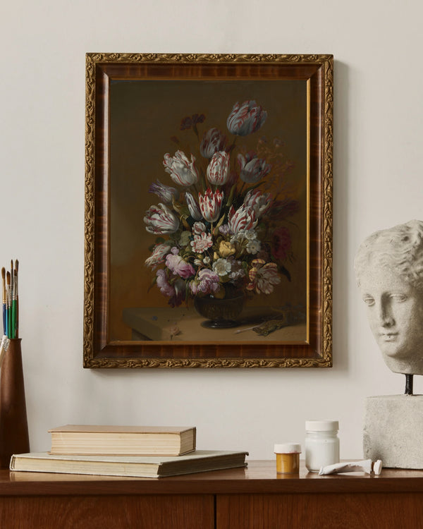 Hans Bollongier - Çiçeklerle Natürmort Çerçeve