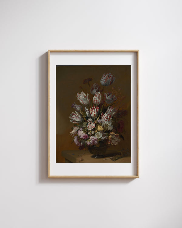 Hans Bollongier - Çiçeklerle Natürmort Fine Art Baskı