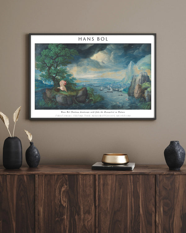 Hans Bol-Patmos’ta Aziz John Evangelist' in Hayali Manzarası çerçeve