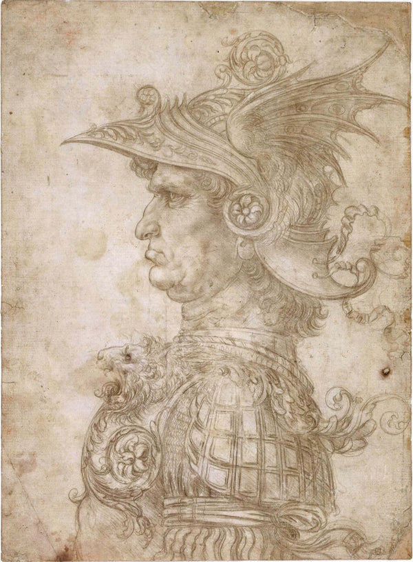 Leonardo da Vinci - Bir Savaşçının Başı Fine Art Baskı