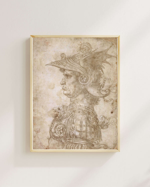 Leonardo da Vinci - Bir Savaşçının Başı Fine Art Baskı