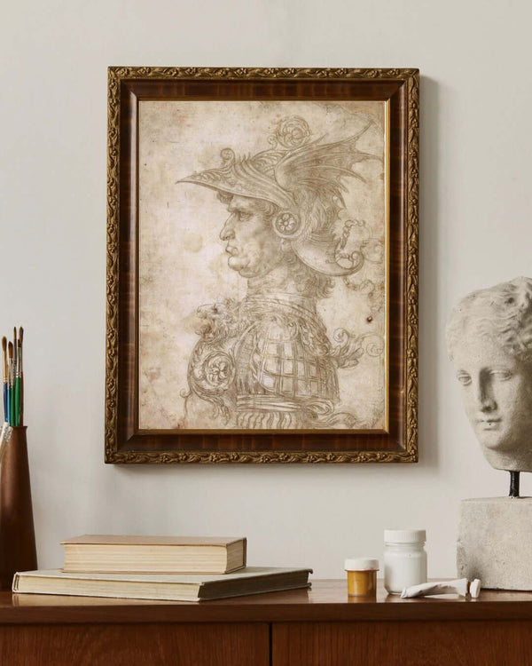 Leonardo da Vinci - Bir Savaşçının Başı Fine Art Baskı