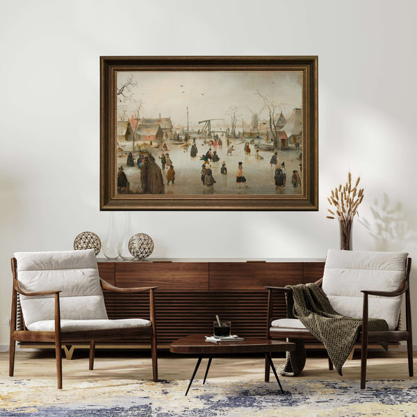 Hendrick Avercamp - Bir Köyde Buz Pateni Çerçeve