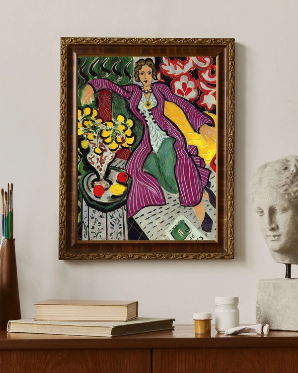 Henri Matisse - Mor Paltolu Kadın Fine Art Baskı