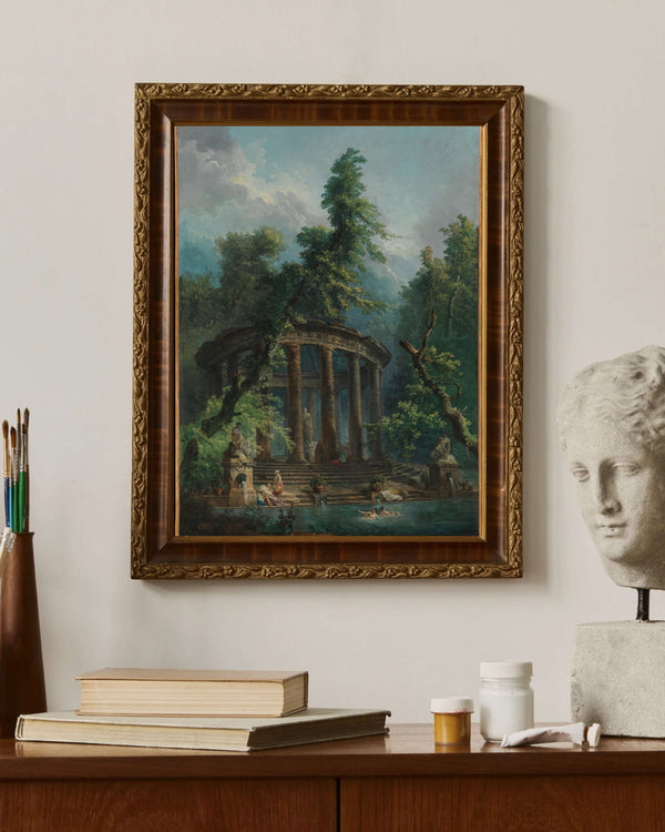Hubert Robert - Yıkanma Havuzu Fine Art Baskı
