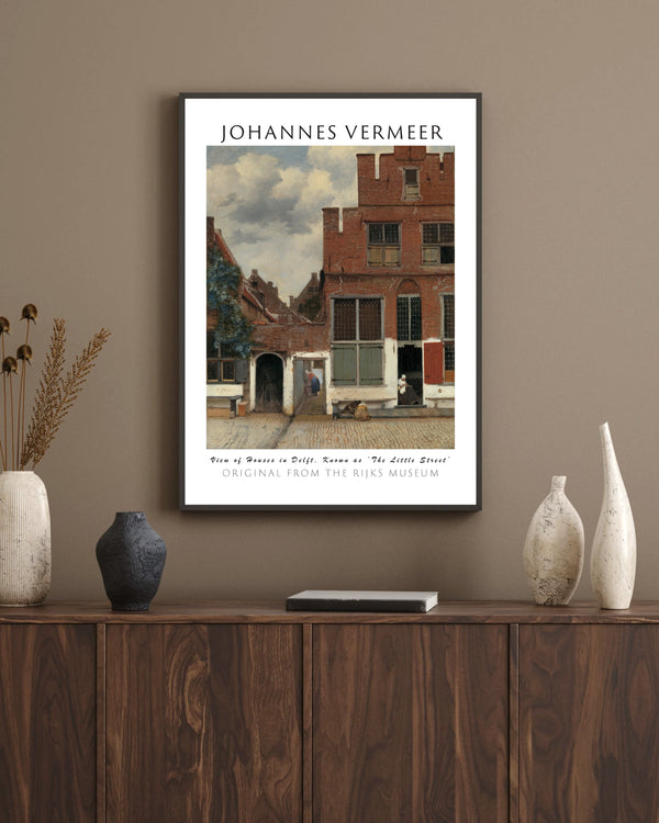 Johannes Vermeer - Delft'teki Küçük Sokak Olarak Bilinen Evlerin Görünümü çerçeve