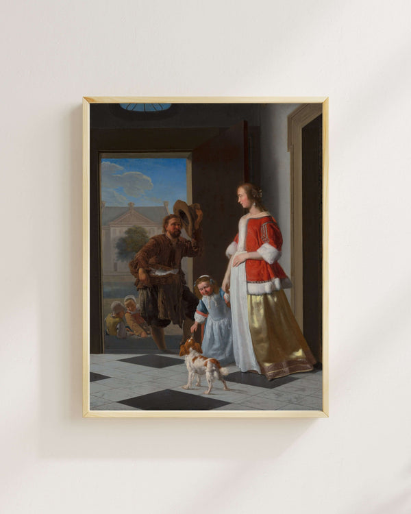 Jacob Ochtervelt - Kapıdaki Balık Satıcısı fine art baskı