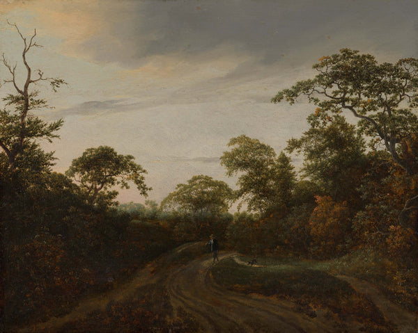 Jacob van Ruisdael - Alacakaranlıkta Orman Yolunda fine art baskı