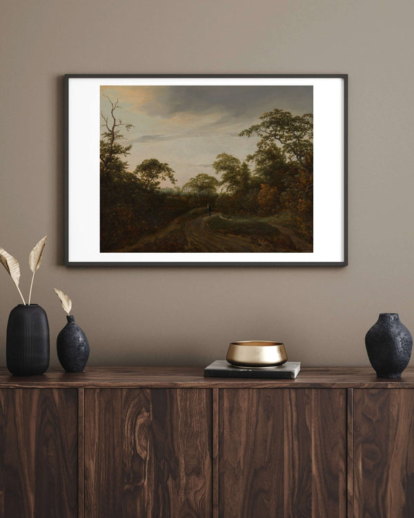 Jacob van Ruisdael - Alacakaranlıkta Orman Yolunda fine art baskı