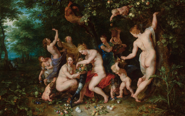 Jan Brueghel the Elder & Peter Paul Rubens-Nimfler Bolluk Boynuzunu Dolduruyor tablo