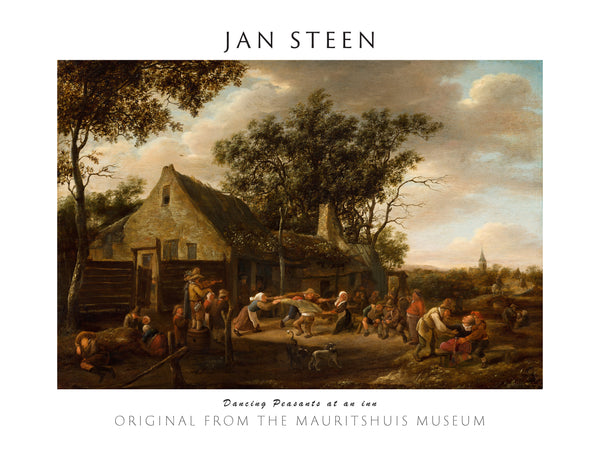 Jan Havicksz. Steen-Bir Hanın Önünde Dans Eden Köylüler fine art baskı