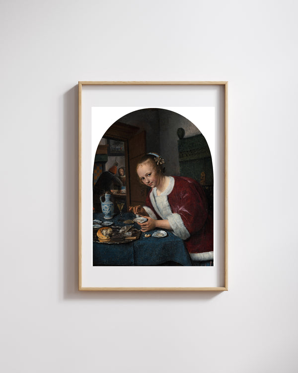 Jan Havicksz. Steen - İstiridye Yiyen Genç Kadın fine art baskı