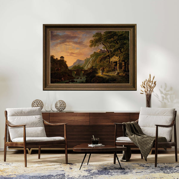 Jan Willem Pieneman - Batan Güneşli Arkadya Manzarası Tablo