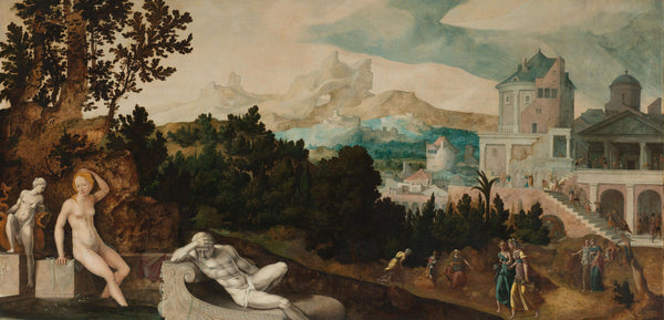 Jan van Scorel - Batşeba ve Manzara Tablo