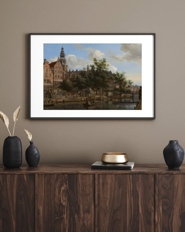 Jan van der Heyden - Amsterdam Manzarası çerçeve