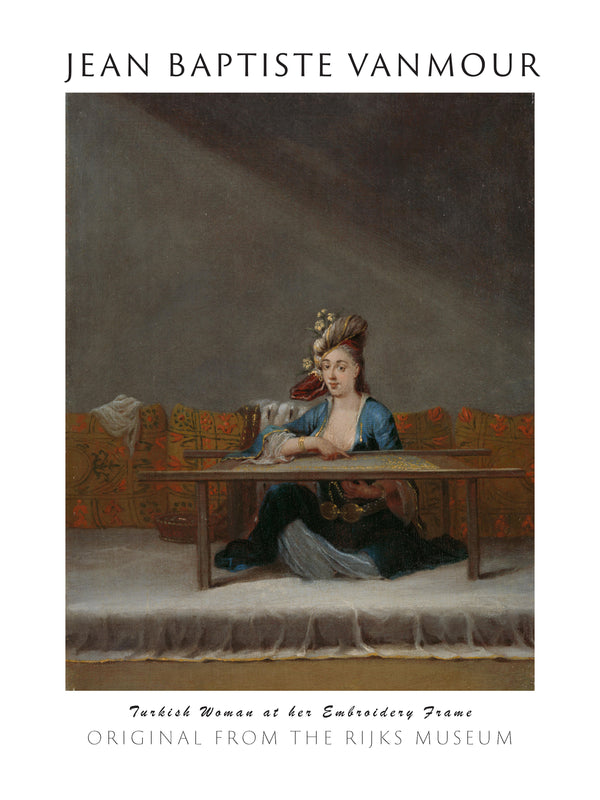 Jean Baptiste Vanmour - Nakış Çerçevesinin Önündeki Türk Kadını fine art baskı
